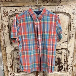 Men's Multicolor Plaid Short Sleeve Shirt Sz XL